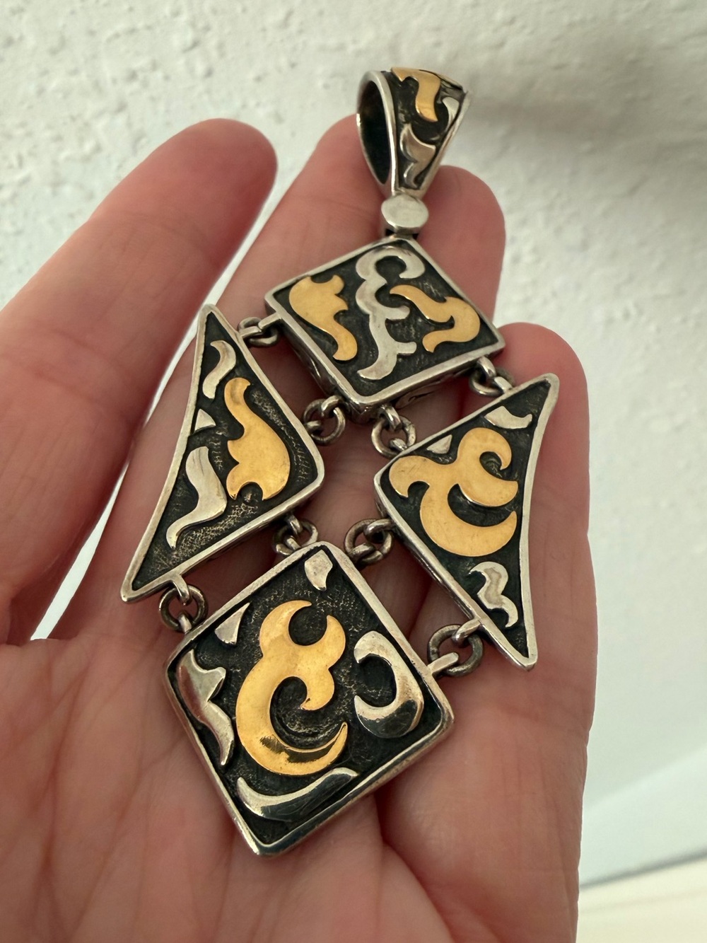 John Hardy sterling silver and 22k gold Dayak pendant - Picture 3 of 8